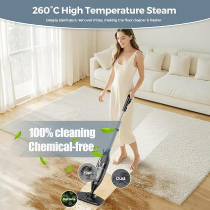 Steam Mop, 12-in-1 Powerful Handheld Steam Cleaner Detachable Steam Mops for Floor Cleaning, 565ML Removable Tank, 23FT Power Cable, MultiPurpose Steamer for Hardwood, Tile, Grout, Furniture