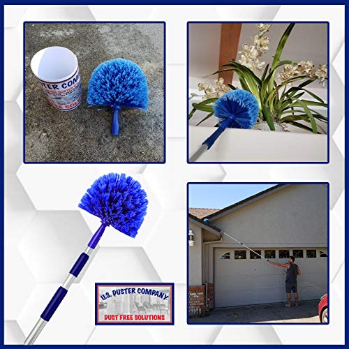 Cobweb Duster Extendable 18 Foot High Reach Ceiling Fan Duster | 3-Stage Aluminum Telescoping Pole | Medium Stiff Bristles | Long Handle Webster Microfiber Duster for Cleaning | U.S Duster Co.
