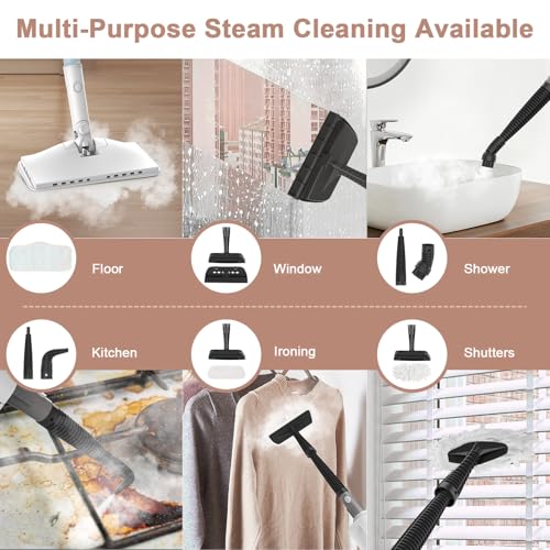 Steam Cleaner, 6 in1 Rotated Steam Mop Cleaner with 2 Modes, 2 Microfiber Pads, 400ML Removable Tank, 23FT Power Cable, Detachable Steam Mops for Floor, Laminate Floor, Tiles Cleaning (Ice Blue) - color: Ice Blue