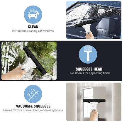 Window Vacuum Squeegee Cordless Electric Window Cleaner Squeegee Sparkling Finish Mirror Cleaner Tool for Showers, Glass, Countertops, Tiles Vacuum, Electric, Vacu