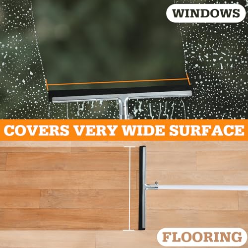 Lasnten 4 Pcs Double Foam Floor Squeegee for Concrete 22 Inch Industrial Floor Scrubber Stainless Steel Cleaning Squeegee with Rubber Heavy Duty Broom EVA Foam Blade for Garage Window Pool - size: 22 Inch