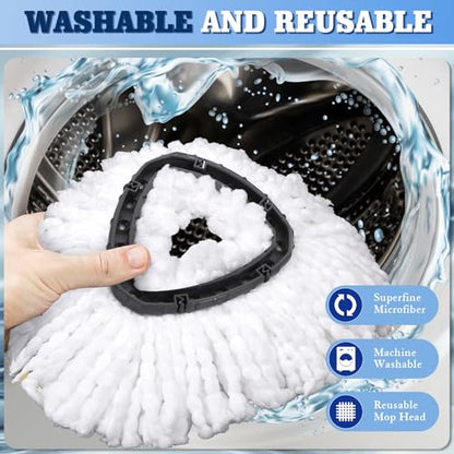 4 Pack Microfiber Mop Replacement Heads Compatible with Ocedar EasyWring 1-Tank System - Includes 1 Mop Scrub Brush Head, 1 Mop Base, Easy Cleaning Mop Head Refills (White) - color: 4 White Mop Heads+1 Gray Brush +1 Base, size: For 1-Tank