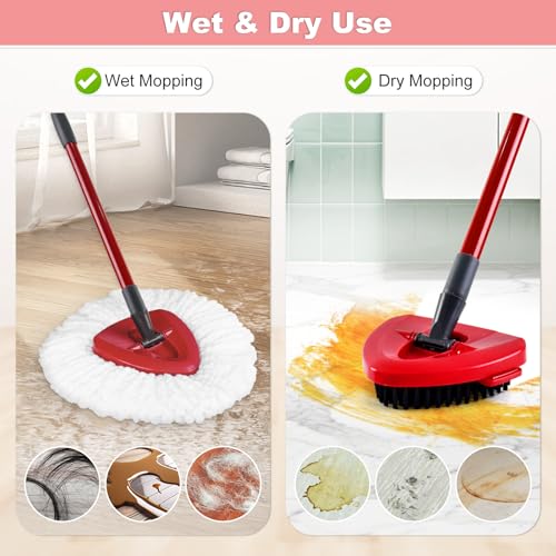 Mop Heads Replacement for Ocedar, Mop Replace Head for Ocedar EasyWring 1 Tank, Microfiber Spin Mop Refills, Include 2 Mop Replacement Head Deep Cleaning, 1 Mop Base and 2 Upgraded Scrubber Mop Head - size: 2 Mop Head & 1 Base & 2 Upgraded Scrubber