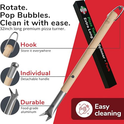 Senwosa Pizza Oven & Stone Brush with Scraper, Turning Fork & Bubble Popper Bundle - Essential Accessories & Tools for Any Pizza Oven - size: Set of 2