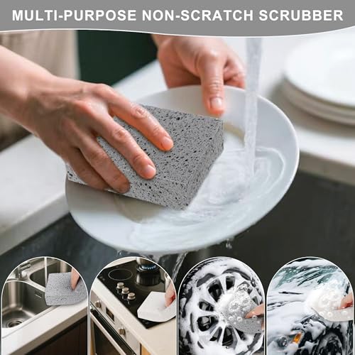 Extra Large Dish Sponges Kitchen for Cleaning, Natural Cellulose Sponges Reusable and Biodegradable, Non Scratch Sponge for Dishes Household Use (2-Pack) - color: Grey / White