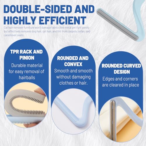 LELE LIFE 3pcs Pet Hair Removal Tool, Double-Sided Carpet Scraper Pet Hair Remover Carpet Rake, Cat Dog Hair Remover for Couch Rug Furniture Car