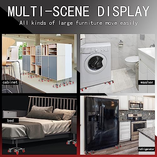 【Upgrade Large】Furniture Dolly & Furniture Rollers Mover with 5 Wheels, Carbon Steel Panel Furniture Lifter Set Up to 2200LBs, for 360° Rotation Shifting Moving Heavy Duty Refrigerator, Sofa, Cabinet - size: Extra Large