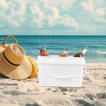 4 Pcs 3 Gallon Plastic Rectangular Bucket with Lid and Handle, White | Carry Handle, Leak-Proof Seal, Multi-Purpose Storage Pail, for Food Liquid Dry Goods ﻿ ﻿ - size: 3 gallon, style: Rectangular