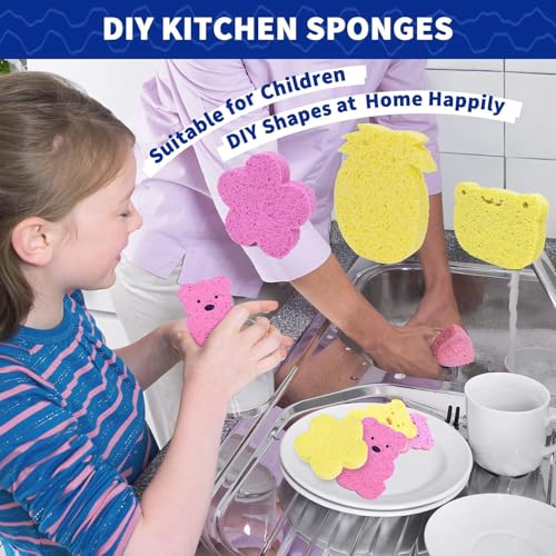 CELOX 24 Pack Cellulose Sponges, Kitchen Sponges for Dishes Cleaning - color: Blue Yellow, size: Regular Pack