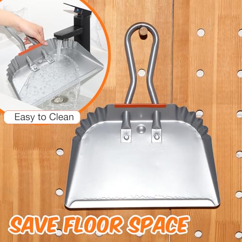 Mumufy 4 Pack Industrial Metal Dustpan 12" Heavy Duty Dust Pan with Handle Handheld Dustpan Wide Scooper Dust Debris Sweeping Tool Precision Edge Ideal for Cleaning Indoor Outdoor Surfaces (Silver) - color: Silver