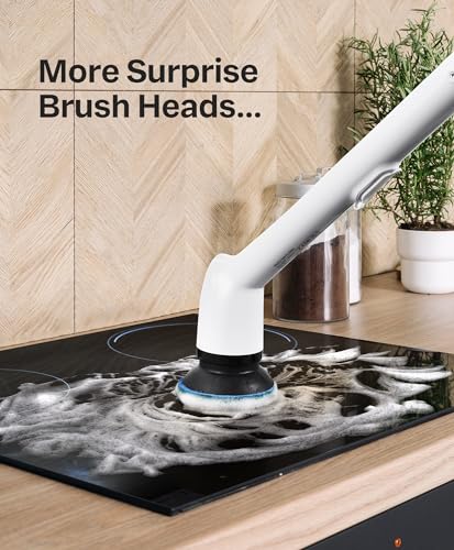 LyriFine Electric Spin Scrubber, New Full-Body IPX7 Waterproof Bathroom Cleaner Brush, Shower Scrubber with Long Handle & 2 Speed, Heads Replacement, Cleaning Supplies for Tub Shower Tile Floor - color: Classic Black