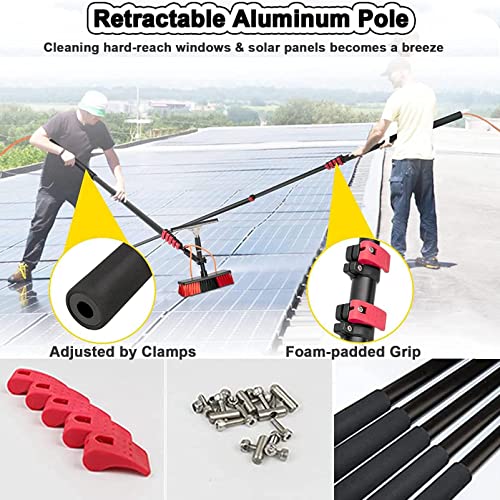 Water Fed Pole Kit, 12-39ft Adjustable Window Cleaning Pole with Squeegee, 180° Rotatable Brush Head Telescopic Cleaning Brush Outdoor Glass Solar Panel,39FT/12M - color: 10.8m, size: 39FT/12M