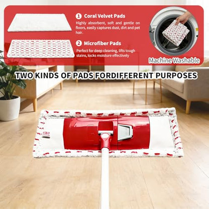 Microfiber Flat Mop for Floor Cleaning, 360° Rotating Hardwood Mop with 2 Reusable Washable Pads, Wet Dry Dust Mop with Coated Iron Handle, Lazy Cleaning Tool for Baseboard Wall Wood Tile Floors