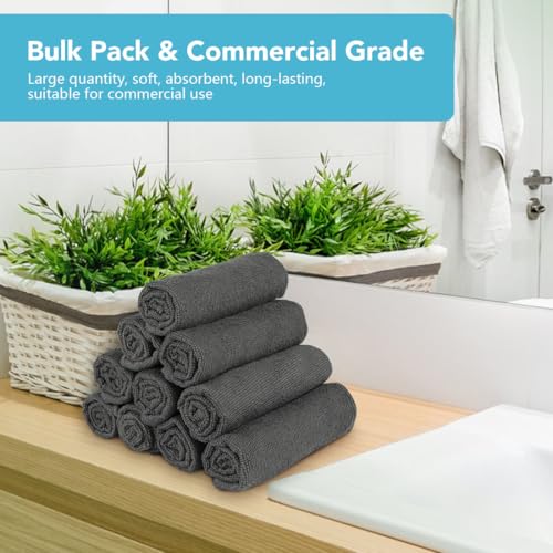 Orighty Washcloths Bulk, 200 Pack Highly Absorbent & Soft Feel Microfiber Face Towels, Multi-Purpose Wash Cloths & Hand Towels for Bathroom, Hotel, Spa, and Gym, 12x12 Inch, Grey - color: Grey