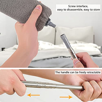 Retractable Gap Dust Cleaner, Cleaning Tool Under Appliance Or Sofa,Microfiber Hand Duster, Detachable and Washable Gap Cleaning Brush, Couch Cleaner, Including A Replacement Cloth Cover Gray