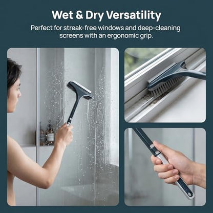 2Pack Window Cleaning Brush Screens and Glass Wet and Dry 2 in 1 Versatile Tool Yellow-Green and White-Green - color: Yellow-green and White-green