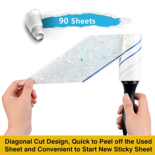 Extra Sticky Lint Rollers for Pet Hair Small Pet Hair Rollers Dog Cat Fuzz Clean Removal Rolls Easy Tear Sticky Lint Roller Removers for Clothes Couch Furniture, 450 Sheets Total, 5 Packs