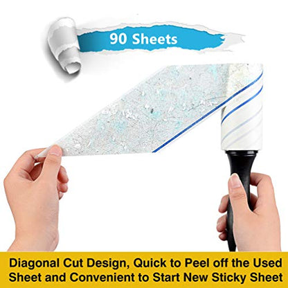 Extra Sticky Lint Rollers for Pet Hair Small Pet Hair Rollers Dog Cat Fuzz Clean Removal Rolls Easy Tear Sticky Lint Roller Removers for Clothes Couch Furniture, 450 Sheets Total, 5 Packs