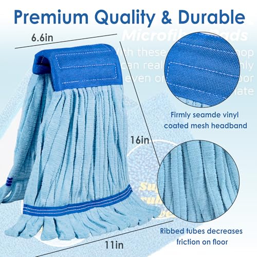4 Pack - Large Microfiber Tube Mop 400GSM - Heavy Duty Industrial Wet Mop Head Refill,Commercial, Thick Fiber, Replacement Heads, Extra Absorbent - size: 4 Pack