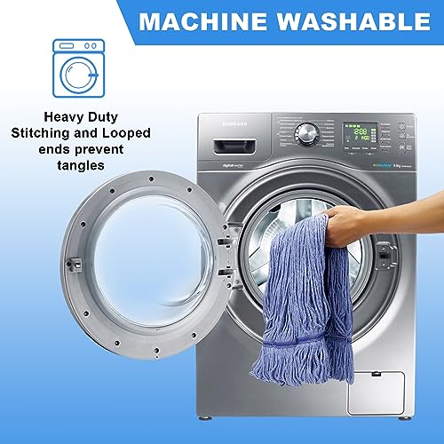 2 Pack Heavy Mop Replace Head，mop Head Replacement,Commercial mop Heads,Reusable Mop Head Refills-Replacement Mop Heads SuitableWet Industrial Blue Cotton Looped End String Head Refill (Blue) - size: 17 Ounce 2Pack