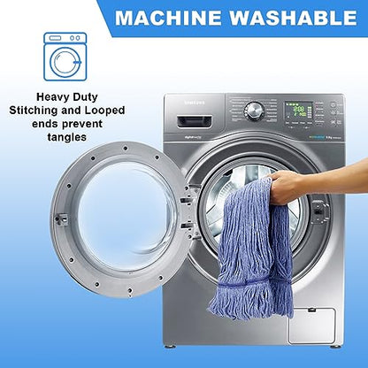 2 Pack Heavy Mop Replace Head，mop Head Replacement,Commercial mop Heads,Reusable Mop Head Refills-Replacement Mop Heads SuitableWet Industrial Blue Cotton Looped End String Head Refill (Blue) - size: 17 Ounce 2Pack