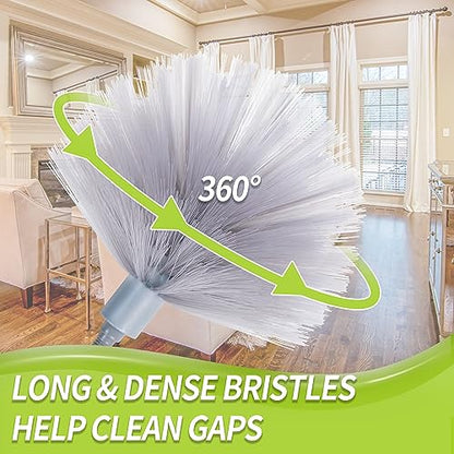 IVYROLL Cobweb Duster with Extension Pole, Spider Web Brush & Ceiling Cleaning Kit, 100" Microfiber Feather Duster Cleaner with Washable Head for Ceiling Fan, Furniture, Home - color: Set A: Spider Web Brush & Ceiling Duster