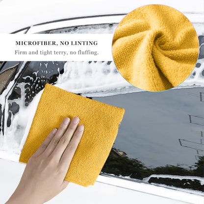 50PCS Microfiber Towel Roll, 12×11.6 inch Washable Tear Away Cleaning Cloth, Reusable Ultra Absorbent Rags Scratch Free Quick Drying Towel Roll, Lint-Free Cloth for Car (Yellow) - color: Yellow