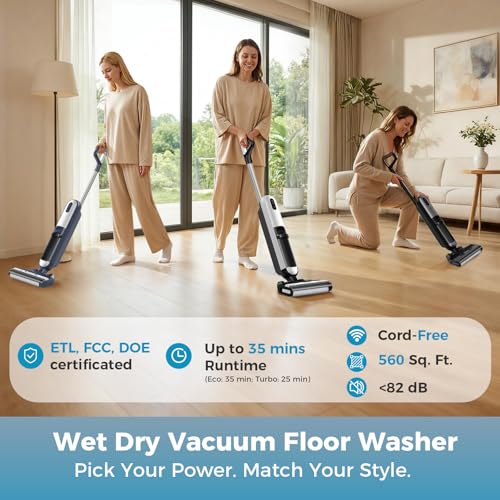 OLIXIS Wet Dry Vacuum Cleaner, Cordless All-in-One Vac Mops, Vacuum Mop with Self-Cleaning System, Dual Water Tank Design, Tangle-Free Brush, Dual-Edge Cleaning, 35-Min Runtime - color: White