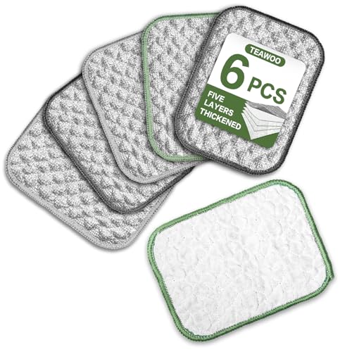 TEAWOO 6 PCS Five-Layer Non-Scratch Multipurpose Steel Wire Dishcloths - Reusable Quick-Dry Odor-Free Scrub Cloths for Dishes, Kitchen Cleaning Cloths for Cookware, Sinks, Stove - color: 6 Pack