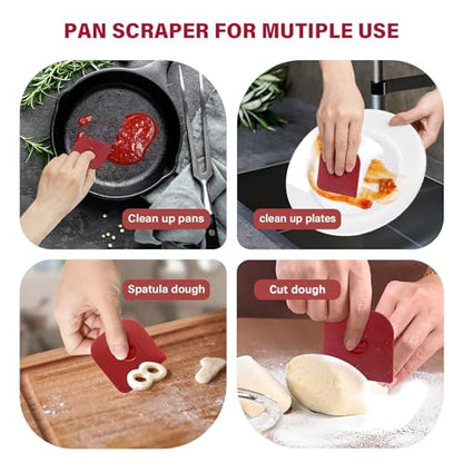 TMEDW Pan Scraper, 10 Pcs Pot Scraper, Pan Scraper Plastic, Multifunctional Scraper Tool for Kitchen, Non-Slip, Food Safe, High Heat Resistant-Red - color: Red, size: 10 Pcs