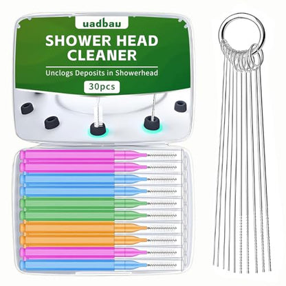 Shower Head Cleaner Tool Set, Multi-Size Shower Head Cleaning Brush for Small Hole Anti-Clogging Nozzle with Storage Boxes, Picks Fitting Nozzle Unclogger for Household Bathroom (30 Pcs)