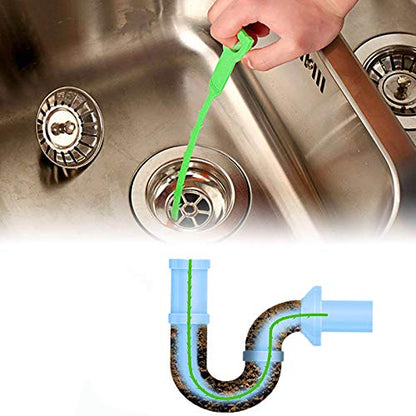 Drain Clog Remover - Gutter Cleaning Tools Drain Cleaner for Toilet Sewer Shower Kitchen Bathroom Tub Clogged Drains Opener Cleaning Tool, Flexible Grabber Claw Pick Up Reacher (7-in-1) - color: Green 6+1