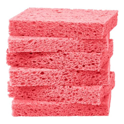 Cellulose Sponges,Heavy Duty Scrub Kitchen Sponge,Clean Tough Messes Without Scratching Sponges Kitchen,Pop Up Eco Sponges DIY Pink (6 Pack) - color: Pink, size: 6 Count (Pack of 1)
