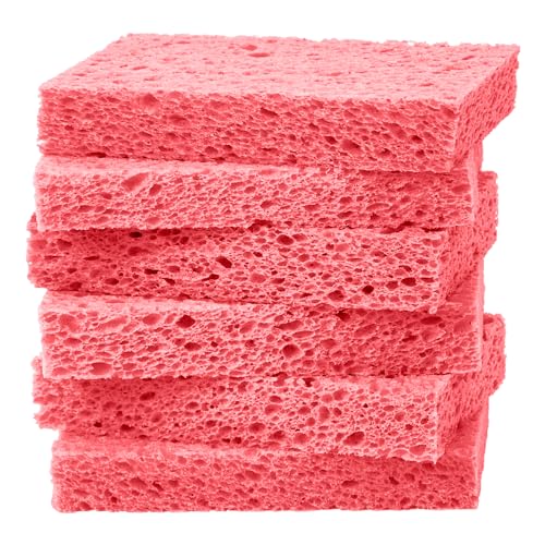 Cellulose Sponges,Heavy Duty Scrub Kitchen Sponge,Clean Tough Messes Without Scratching Sponges Kitchen,Pop Up Eco Sponges DIY Pink (6 Pack) - color: Pink, size: 6 Count (Pack of 1)