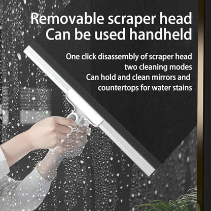 Floor Squeegee with 13.8" Silicone Blade and 52" Aluminum Handle, Water Squeegee Broom for Bathroom, Shower, Tile, Garage, Deck and Window Cleaning – LJGG (Gray/White)