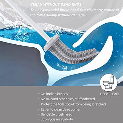 Toilet Brush with Holder Silicone Toilet Brush and Cleaning Brush for Household Bathroom Toliet Brush Set (White,Black) - color: White,black