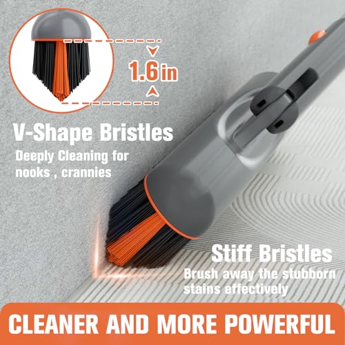 Eazer Grout Brush - Original Head,EAB02-H,180°Rotation Tile Grout Cleaning Tool, V-Shape Shower Scrubber Cleaner Stiff Bristle for Cleaning Bathroom Wall, Baseboards（Pole Not Included）