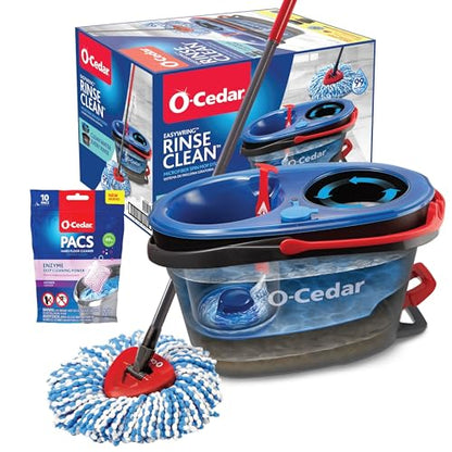 O-Cedar EasyWring RinseClean Microfiber Spin Mop & Bucket Floor Cleaning System with Lavender Pac (Variety Pack) - size: RinseClean + Lavender PACS