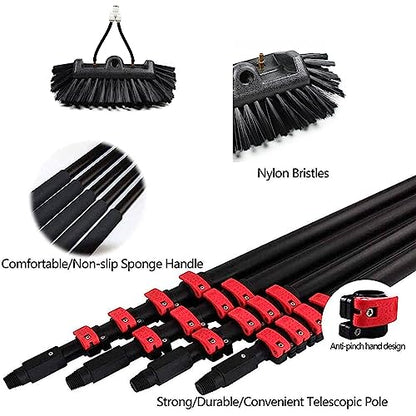 Telescopic Window Cleaning Rod, 5m-12m, Retractable Overhead Window Cleaning Brush Solar Panel Window Cleaning Brush Water Brush Window Cleaning Rod, 7.2M/24FT - size: 7.2M/24FT