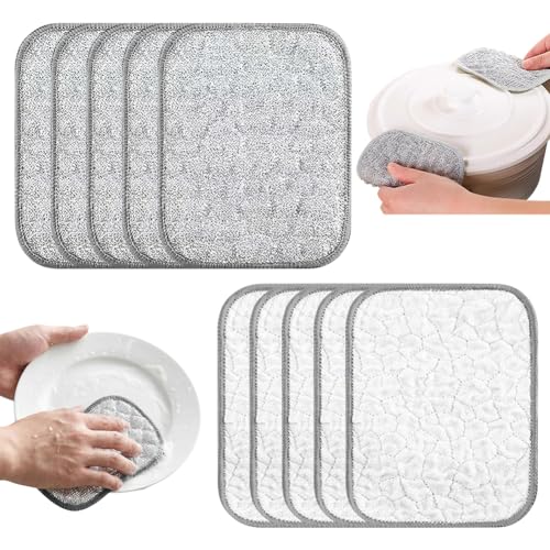 Double-Sided Wire Dishwashing Rags, Non Scratch Wire Cleaning Cloths for Kitchen, Reusable Miracle Washing Cloths, Multipurpose Wire Dishcloth for Washing Dishes, Sinks, Pots & Pans (10 Pcs) - color: 10 Pcs