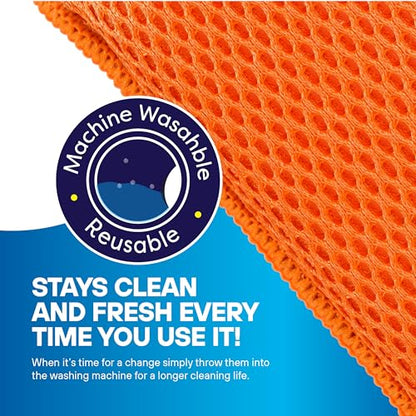 SCRUBIT Reusable Sponges for Dishes - 12 Pack Microfiber Sponges Kitchen Dish Scrubber, Machine Washable & Non-Scratch Scrubbers (Orange) - color: Orange