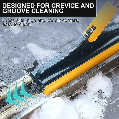 2-in-1 Bathroom Cleaning Brush with Wiper - Long Handle 180° Rotate Toilet Brush, Tiles Cleaning, Floor Scrub for Kitchen and Bathroom Accessories (Yellow, 2 in 1)