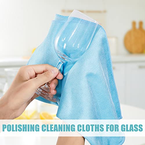Tatuo 18 Pcs Microfiber Glass Cleaning Cloths (16 x 16) Polishing Cloth - Streak Free - Lint Free - Quickly Clean Windows, Glasses, Windshields, Mirrors, Stainless Steel, Monitor(Blue) - color: Blue