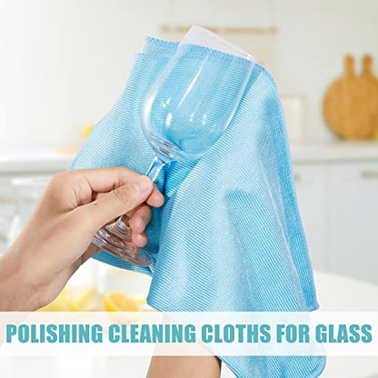 Tatuo 18 Pcs Microfiber Glass Cleaning Cloths (16 x 16) Polishing Cloth - Streak Free - Lint Free - Quickly Clean Windows, Glasses, Windshields, Mirrors, Stainless Steel, Monitor(Blue) - color: Blue