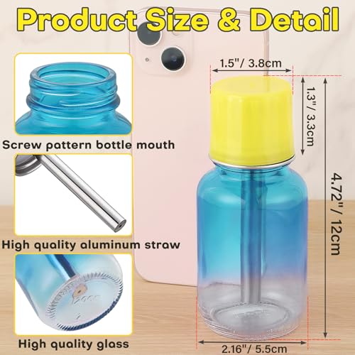 Noverlife 4Oz / 120ml Push Down Pump Dispenser with Copper Core, Nail Polish Remover Pump Bottles Glass Rubbing Alcohol Dispensers, Refillable Alcohol Dispenser Push Down Bottle - Gradient Blue - color: E - 1pcs - Blue Round Shaped