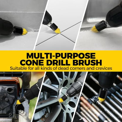 Holikme 6Pack Drill Brush Power Scrubber Cleaning Brush Extended Long Attachment Set All Purpose Drill Scrub Brushes Kit for Grout, Floor, Tub, Shower, Tile, Bathroom Black - color: Black