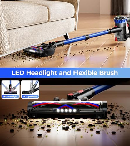 Cordless Vacuum Cleaner, 600W 50Kpa 65Mins Cordless Stick Vacuum with Self-Standing, Touch Screen, Anti-Tangle Wireless Vacuum, Vacuum Cleaners for Home/Pet Hair/Carpets/Hardwood Floor