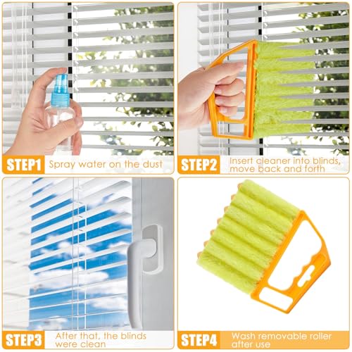 Geiserailie 2 Pcs Window Venetian Blind Cleaner Duster Tool Washable 7 Fingers Dusting Cleaner and Air Vent Shutter Brush Blinds Air Conditioner Fan Duster Dirt Housekeeping Tool (Yellow Orange) - color: Yellow Orange