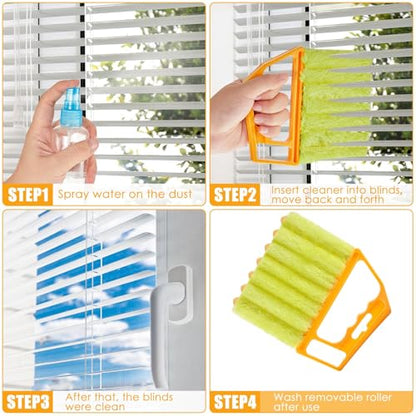 Geiserailie 2 Pcs Window Venetian Blind Cleaner Duster Tool Washable 7 Fingers Dusting Cleaner and Air Vent Shutter Brush Blinds Air Conditioner Fan Duster Dirt Housekeeping Tool (Yellow Orange) - color: Yellow Orange