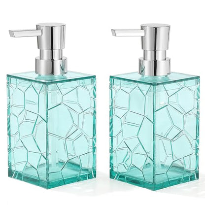 YAUKPH 2 Pack Teal Blue Rust Proof Soap Dispenser | Acrylic material for bathroom and kitchen countertops - color: 2 Pack Turquoise
